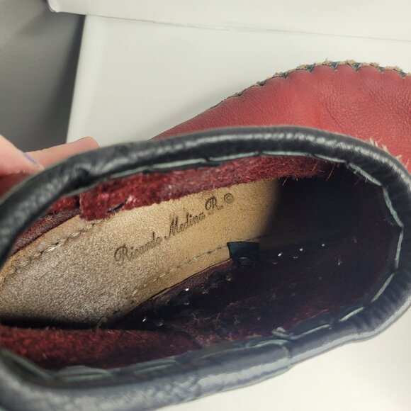 Ricardo Medina red leather slip on moccasin - Picture 7 of 9